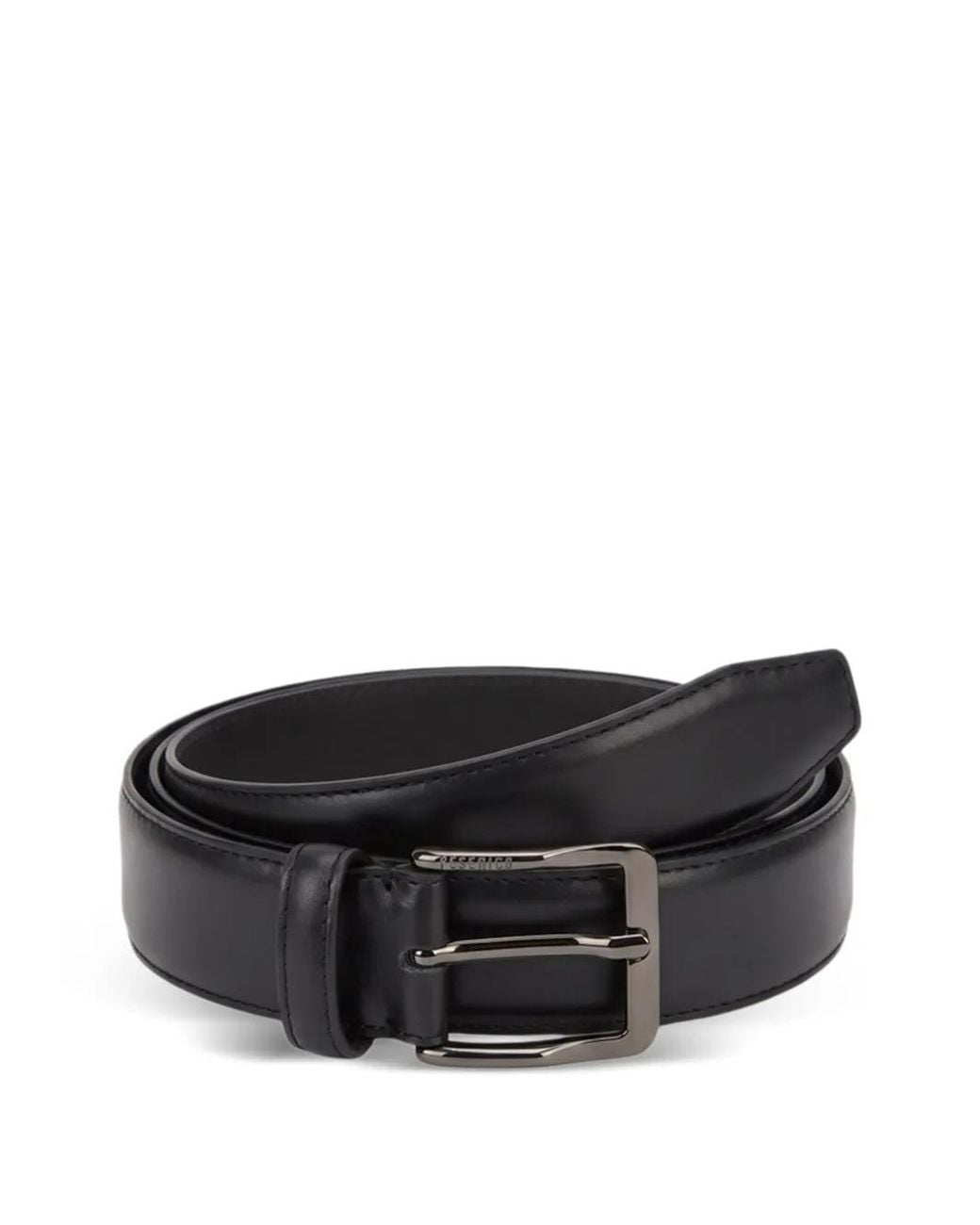 Peserico Black Leather Buckle Belt for men