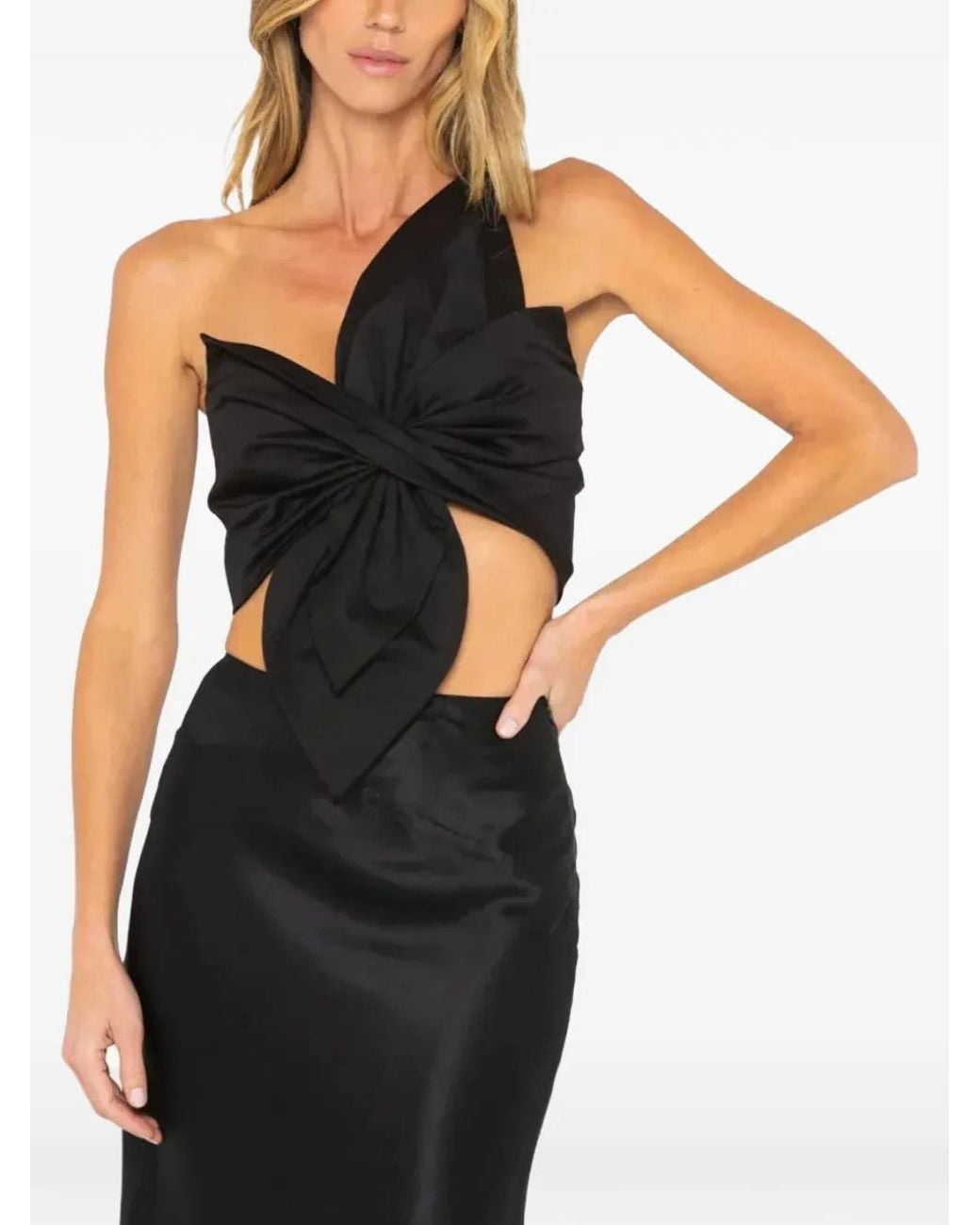 JBQ Black Orchid One-Shoulder Bow-Detail Top