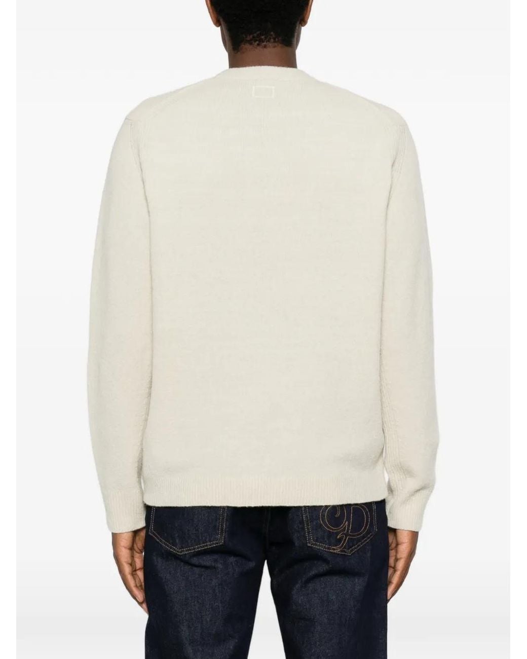 C P Company White Logo-Patch Wool Sweater for men