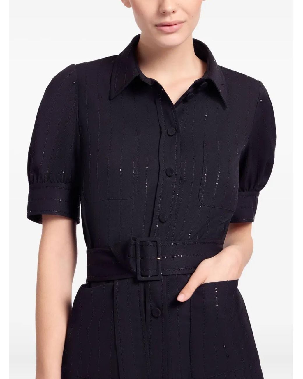 Elie Saab Blue Belted Crepe Shirt
