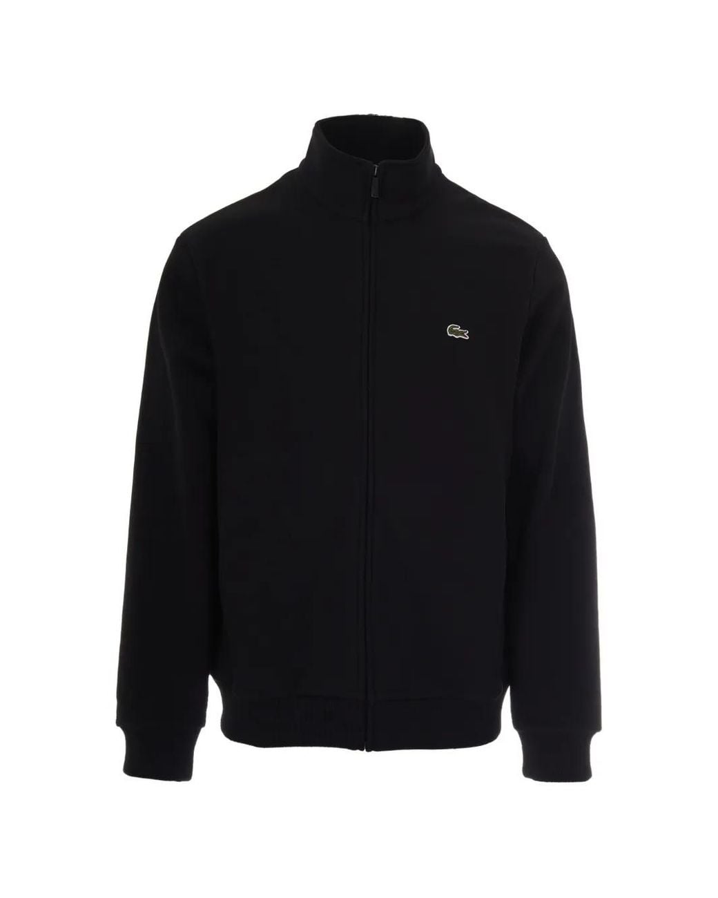 Lacoste Black Zipped Fleece Sweatshirt for men