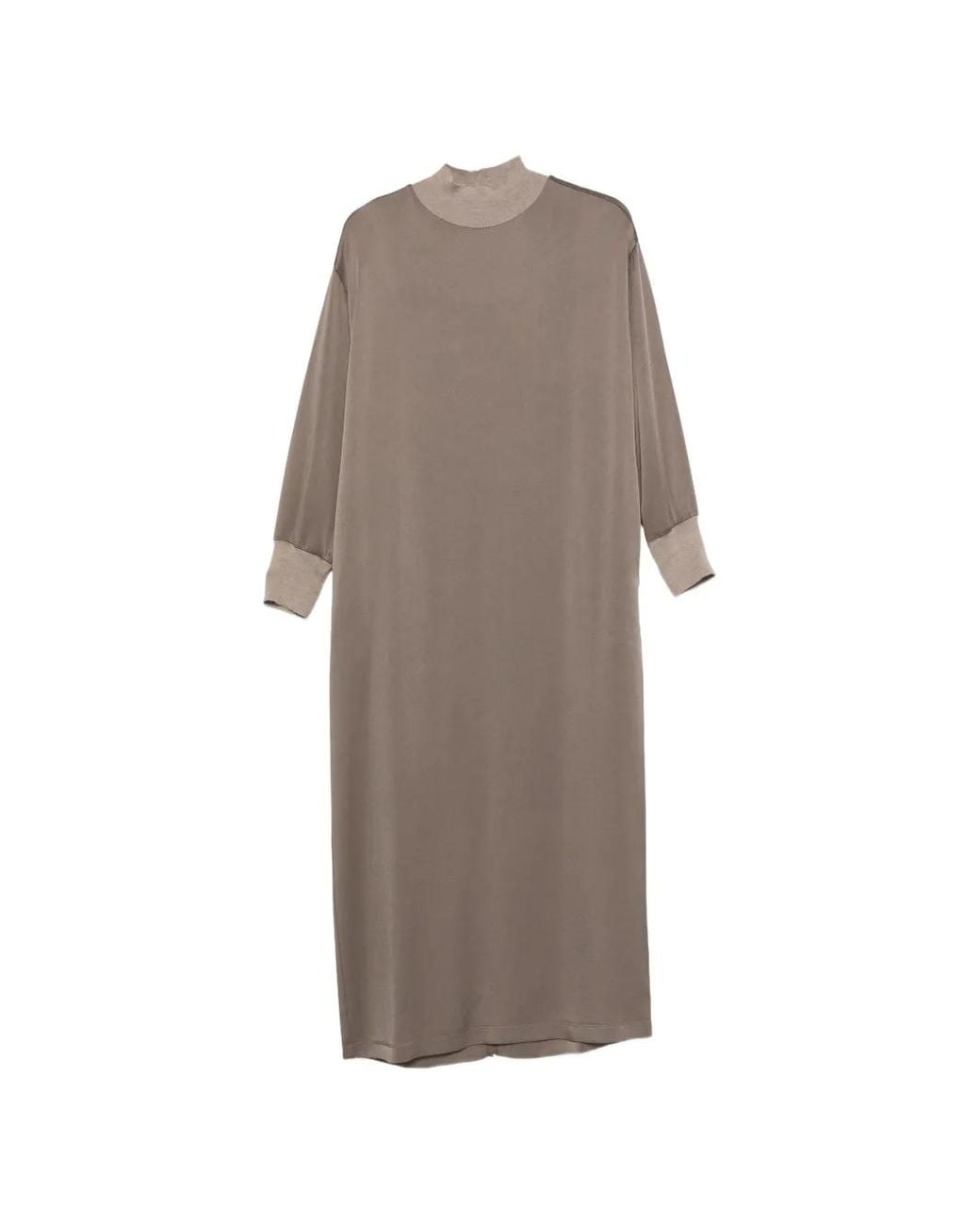 Fabiana Filippi Natural Satin-Finish Mock-Neck Maxi Dress