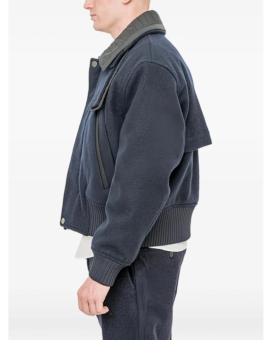 Craig Green Blue Quilted-Collar Wool Flight Jacket for men