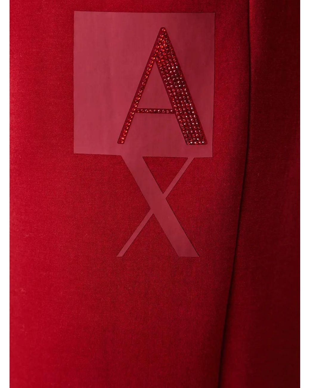 ARMANI EXCHANGE Red Crystal-Embellished Logo-Print Track Pants