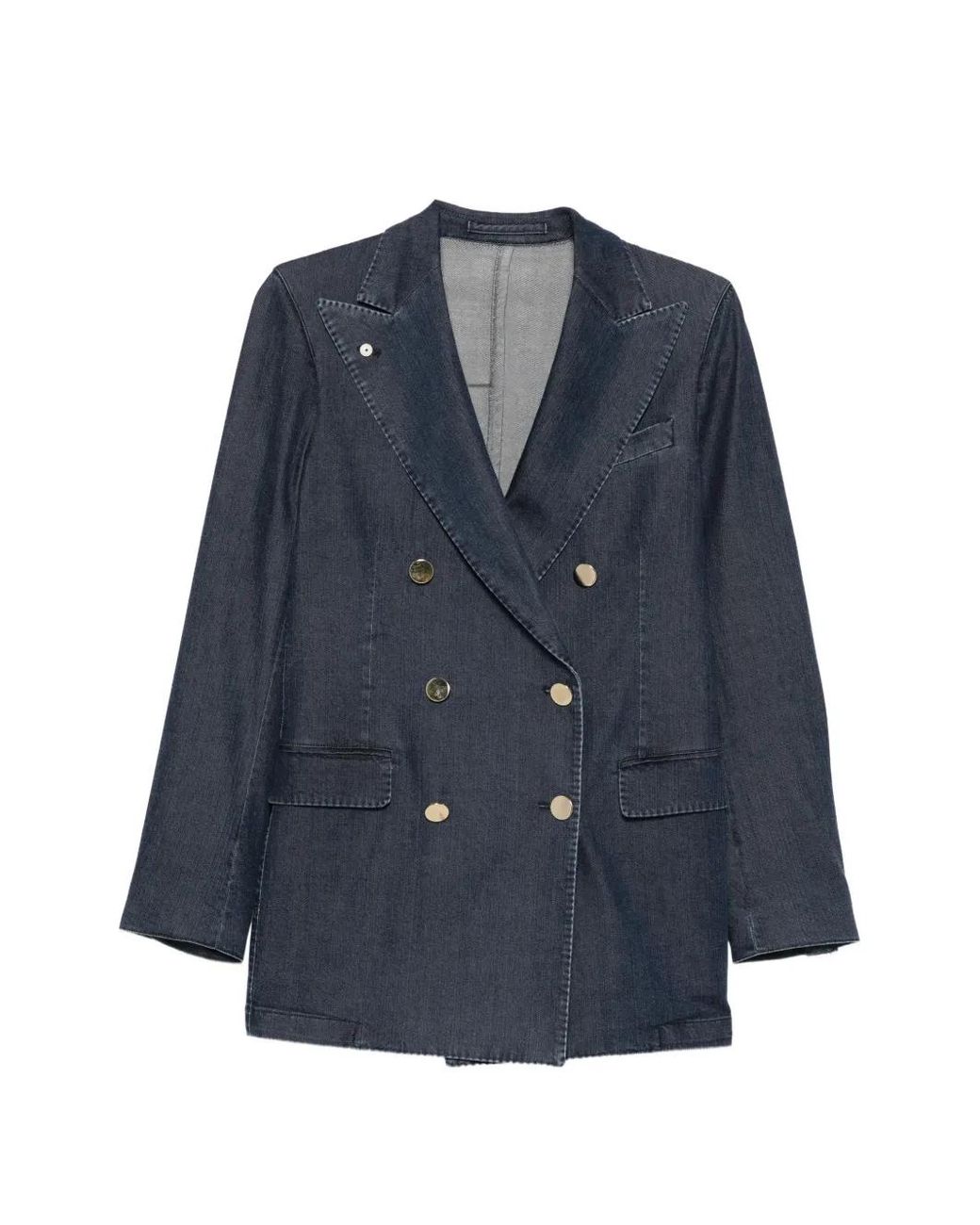 L.b.m. 1911 Blue Double-Breasted Peak-Lapel Blazer