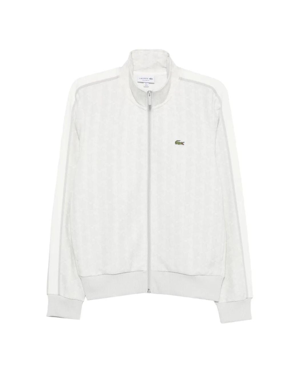 Lacoste White Sweat Zippé À Motif Monogrammé for men