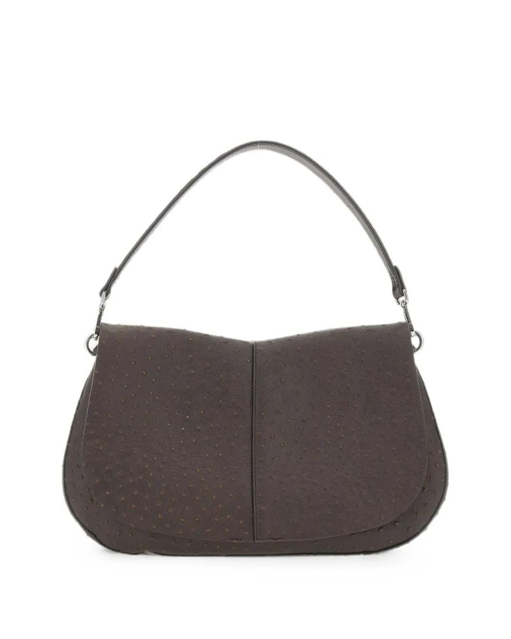 Gianni Chiarini Gray Medium Helena Round Ostrich-Effect Shoulder Bag