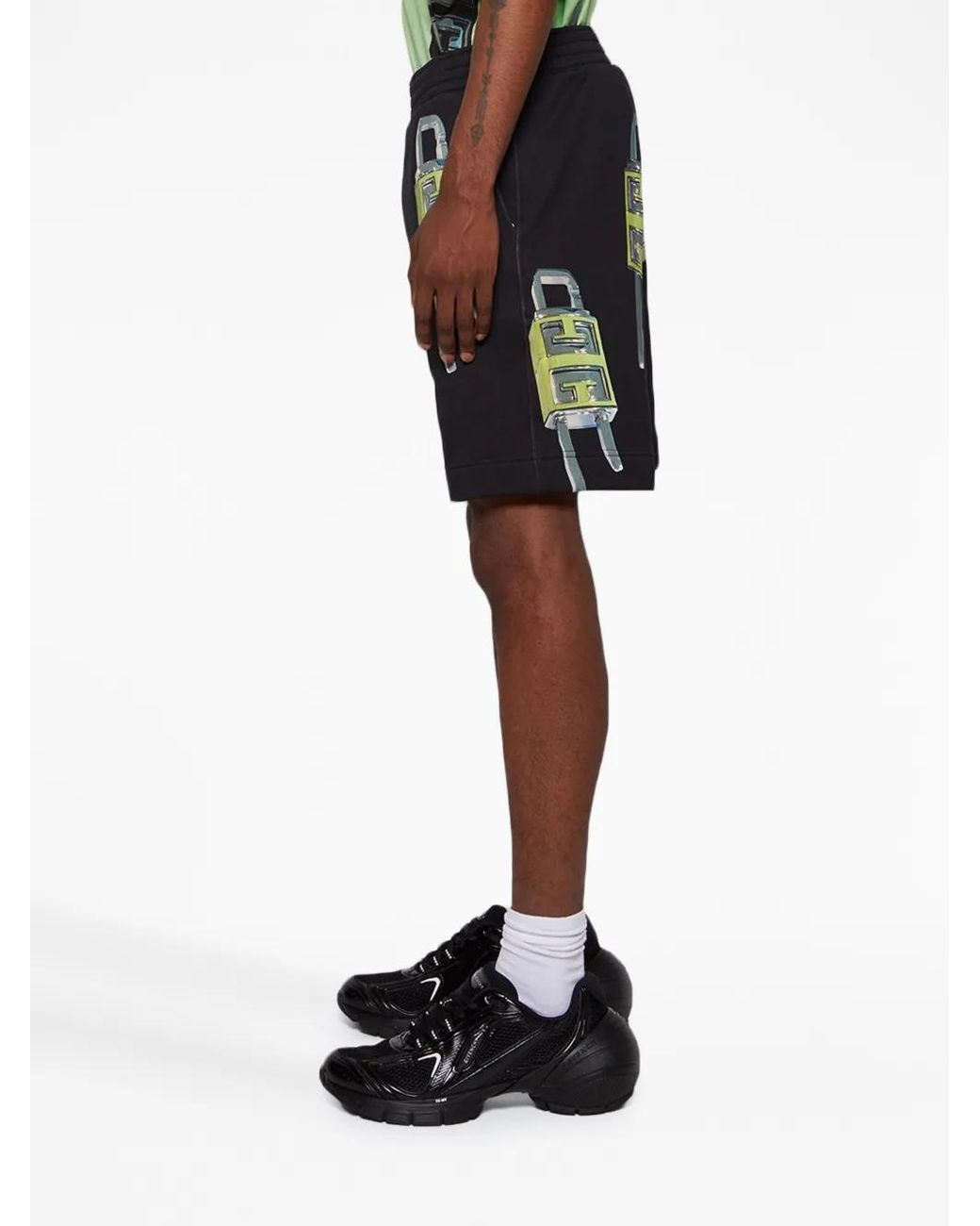 Givenchy Black 4G Padlock-Print Bermuda Shorts for men