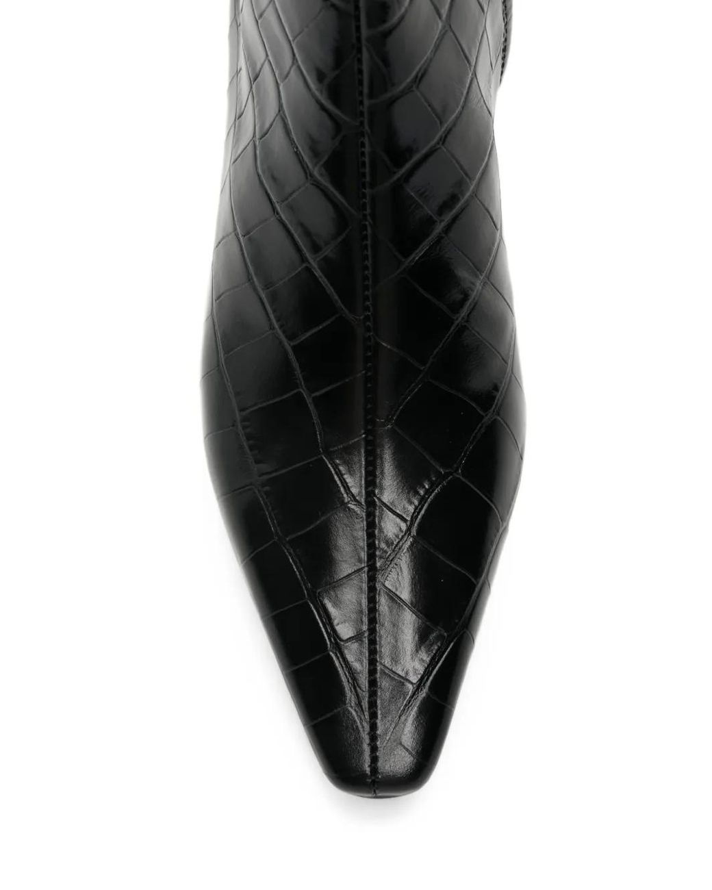 Totême Black Croc-Effect Pointed-Toe Boots