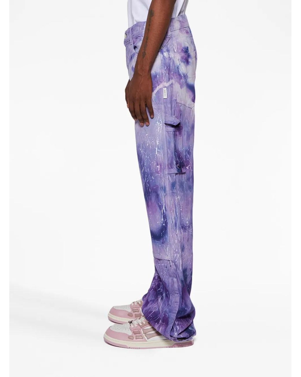 Amiri Blue Cracked Tie-Dye Carpenter Jeans for men