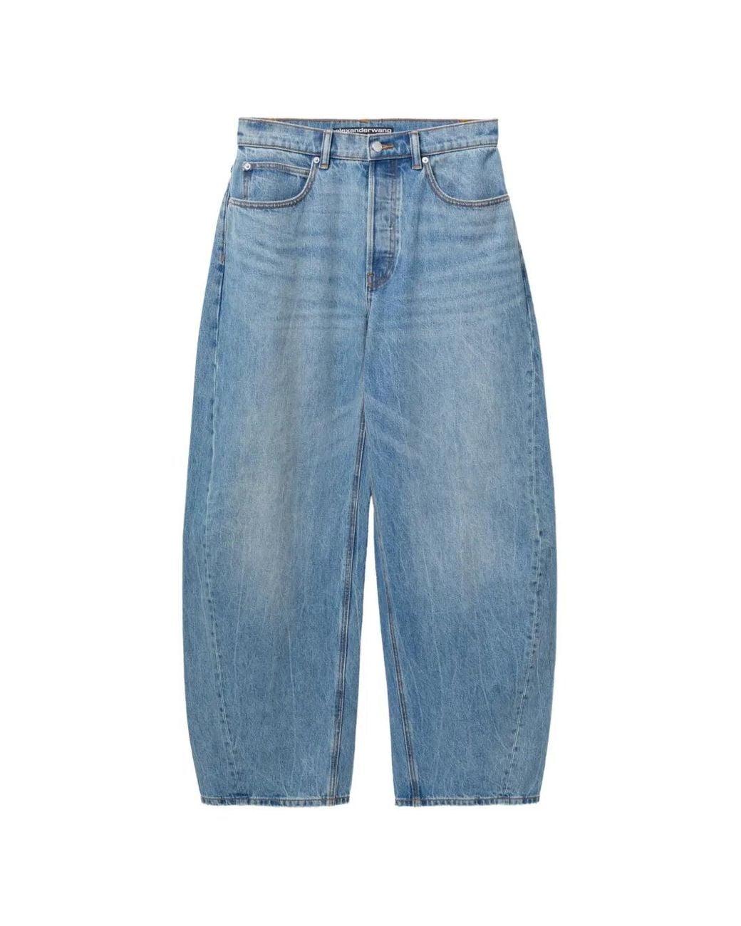 Alexander Wang Blue Crystal-Embellished Logo-Print Jeans
