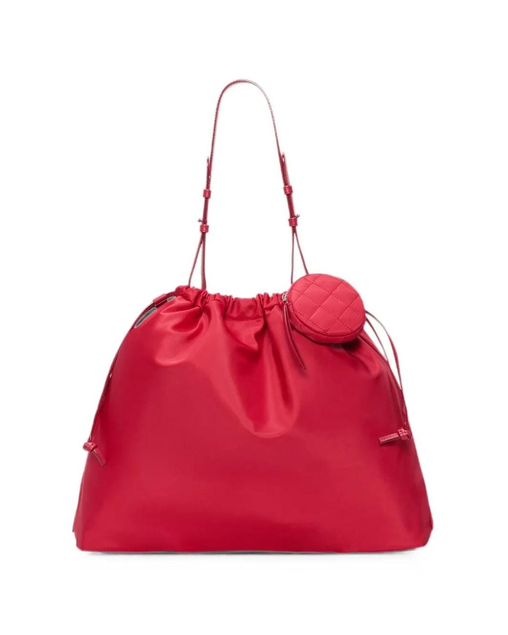 MZ Wallace Red Waverly Drawstring Bucket Bag