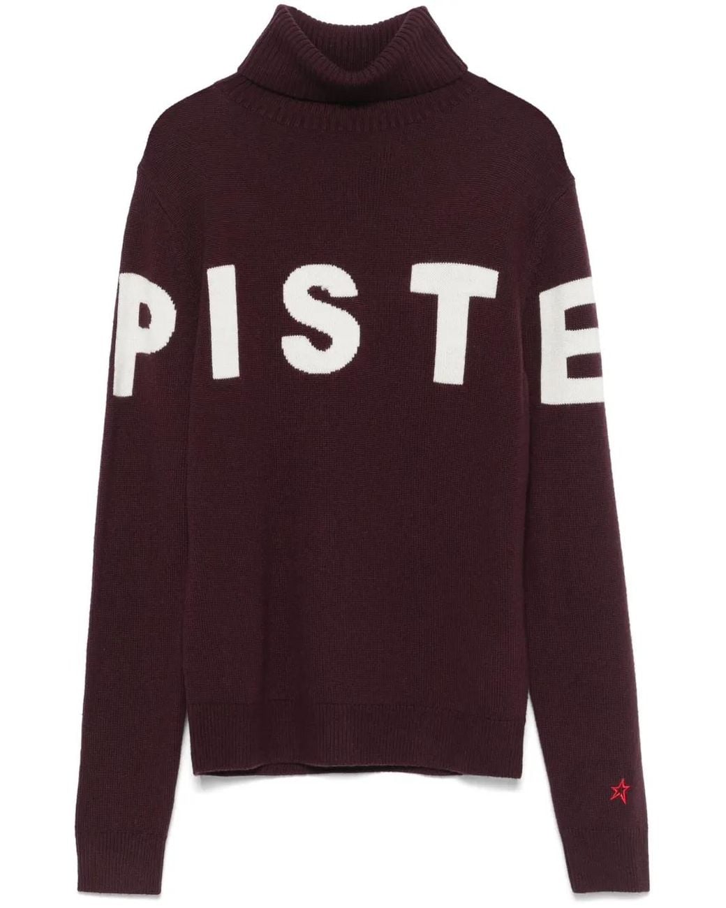 Perfect Moment Purple Merino Wool Intarsia Turtleneck Sweater