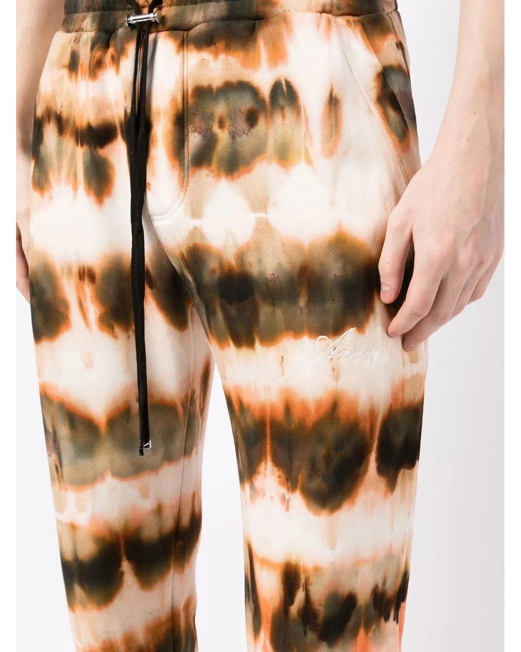 Amiri Orange Tie-Dye Print Cotton Track Pants for men