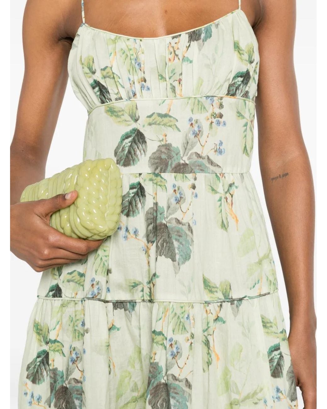 Doen Green Benoit Floral-Print Midi Dress