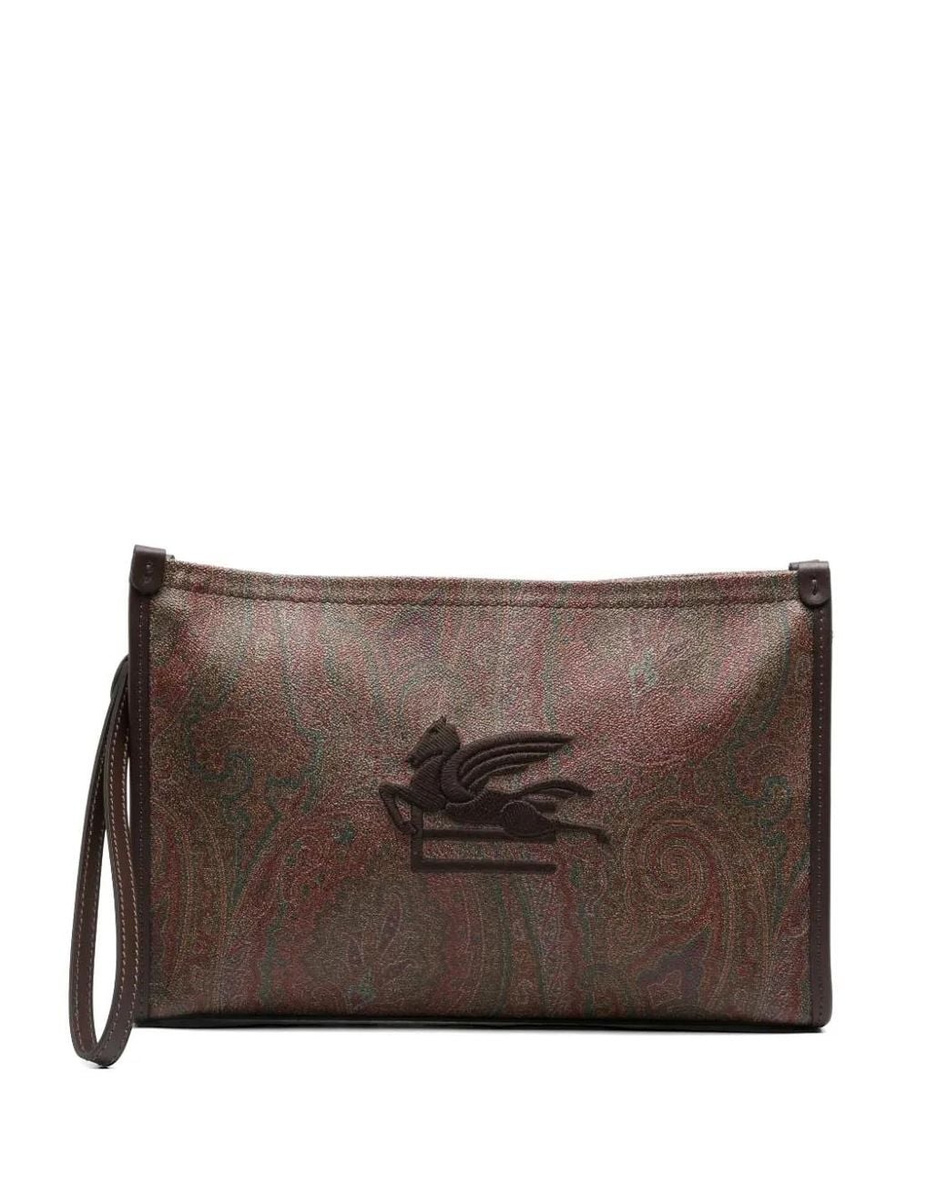 Etro Brown Paisley Print Pouch for men