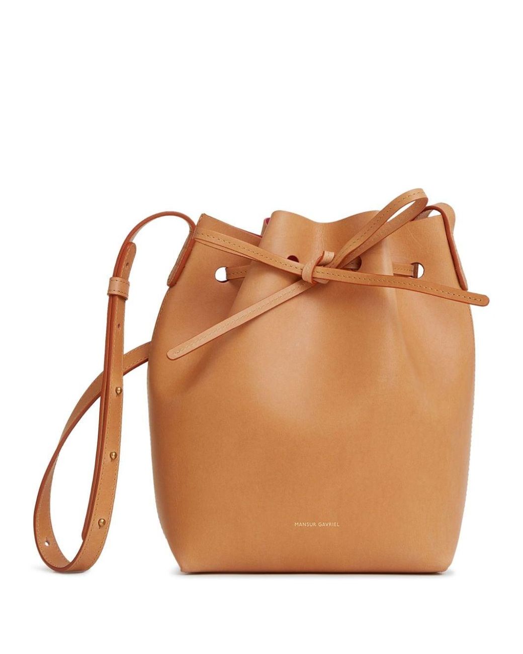 Shop Mansur Gavriel Mini Leather Bucket Bag