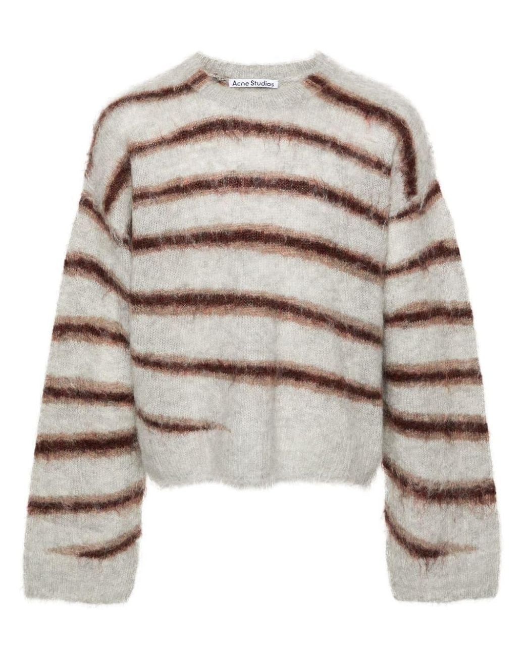 ニット/セーター acne  Kalbah striped knitted jumper Acne Studios // Grey & Cream Wool Knit Striped Sweater – VSP