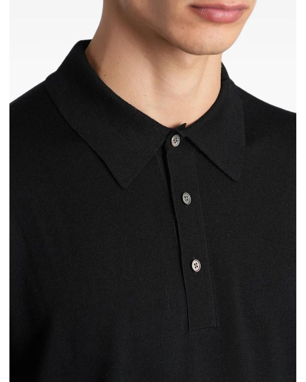 Low Brand Black K153 Long-Sleeve Polo Shirt for men