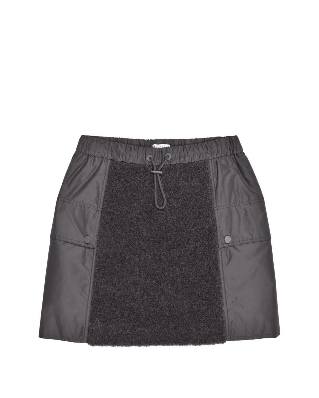 Brunello Cucinelli Gray Drawstring Panelled Skirt