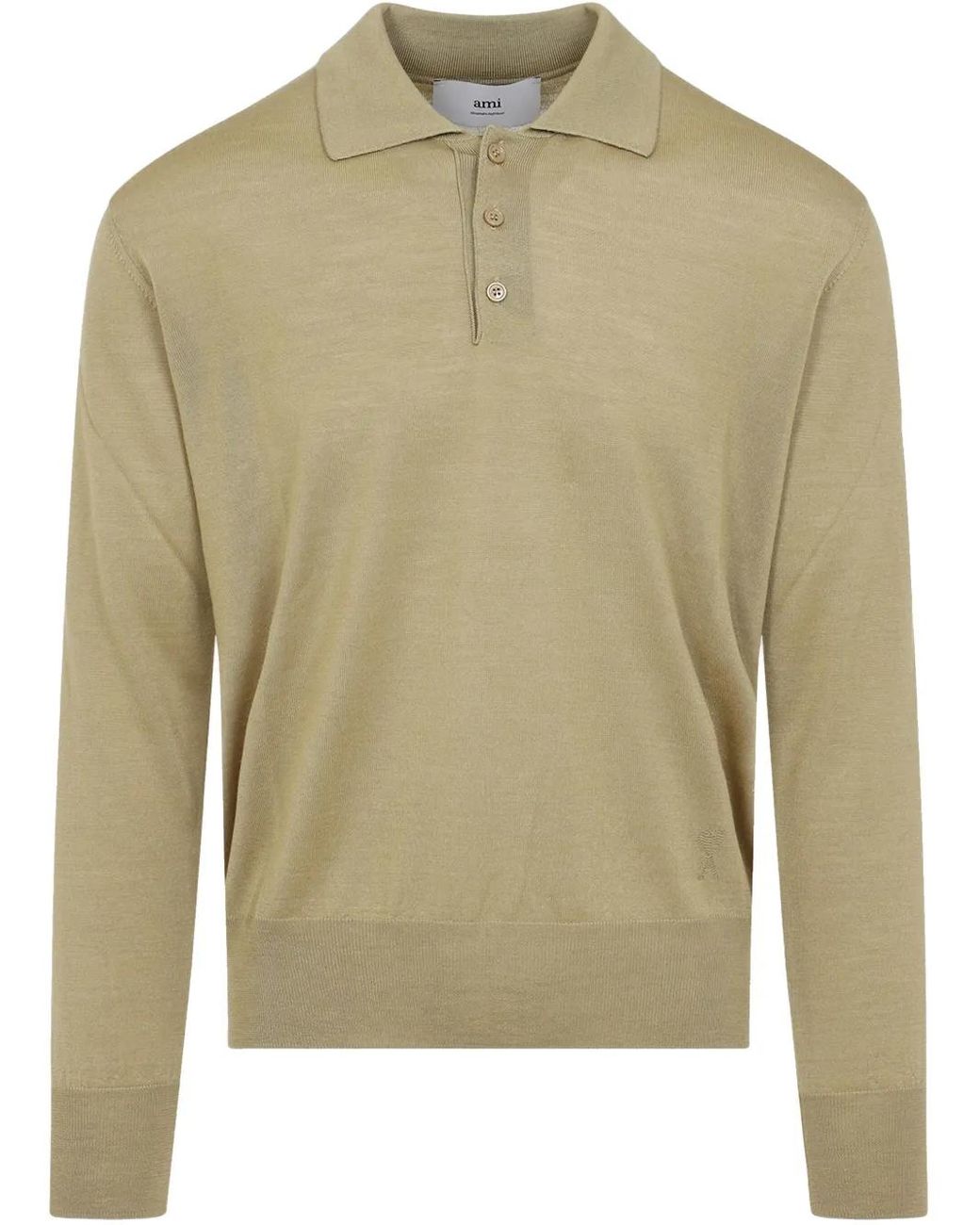 AMI Green Fine-Knit Polo Shirt for men