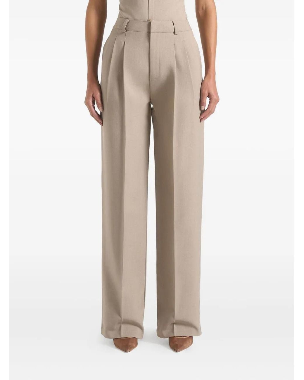 Manière De Voir Natural Julie Twin-Pleat Tailored Trousers