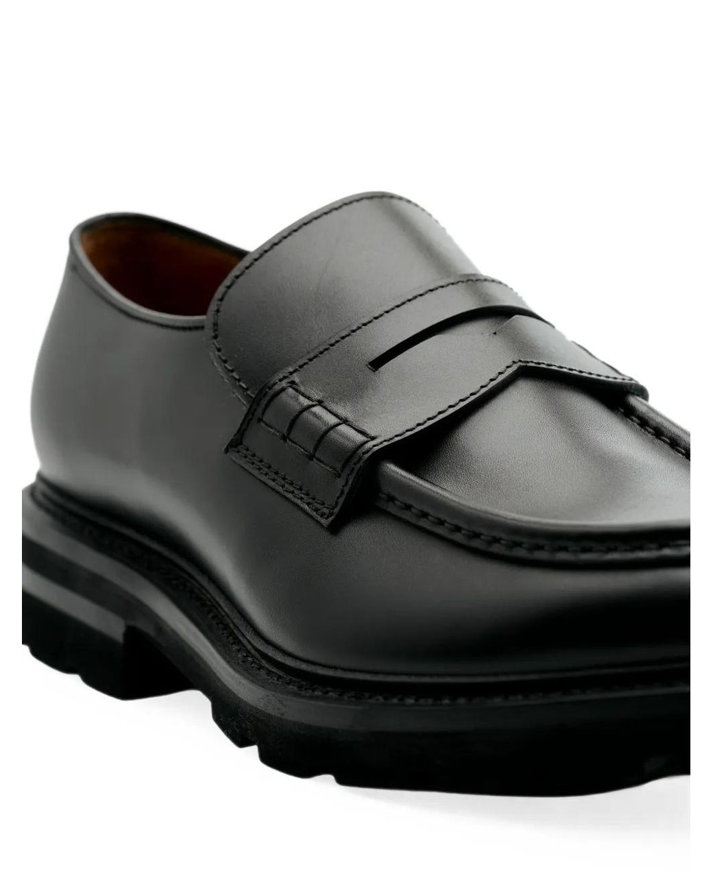 Lottusse Black Murphy Goodyear-Welted Leather Loafers for men