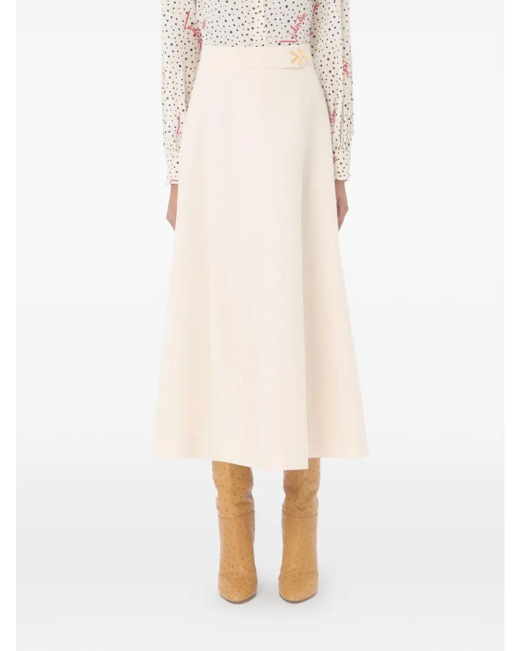 Valentino Garavani White Crepe Couture Midi-Skirt