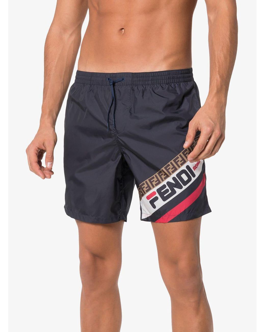 Fendi Fila Logo Swim Shorts in Blue for 