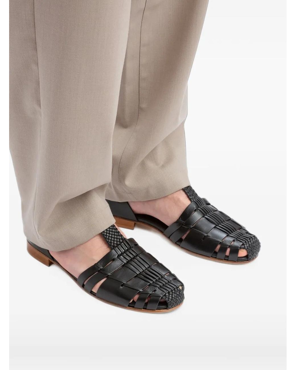 Hereu Black Vedra Fisherman Sandals for men