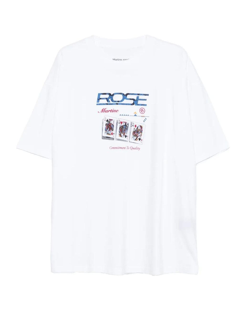 Martine Rose White Playing Card Graphic Cotton T-Shirt With Crew Neck for men