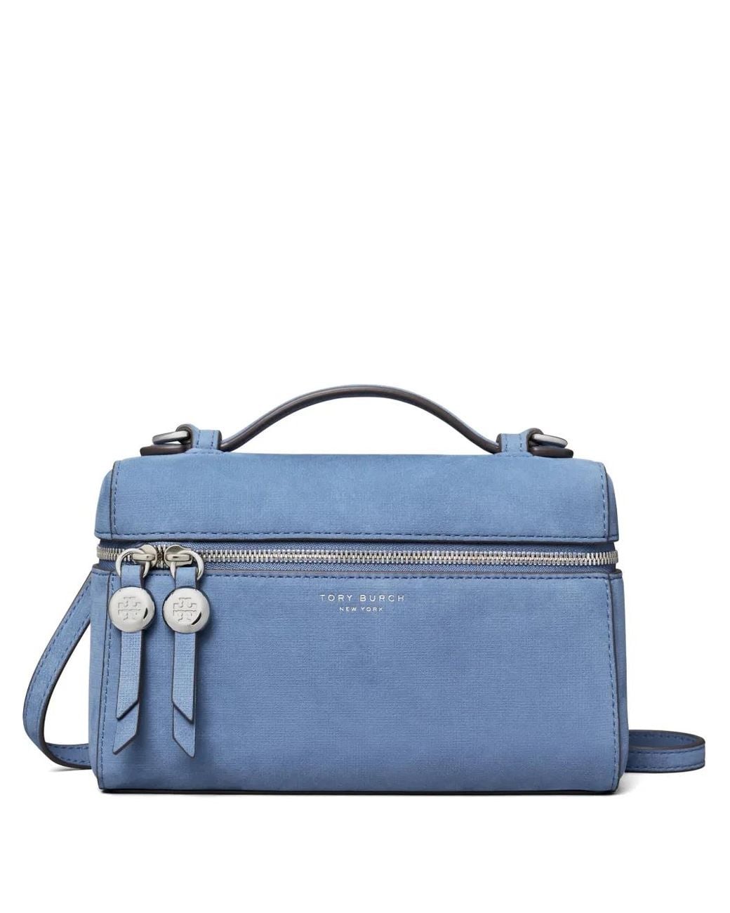 Tory Burch Blue Romy Nubuck Slim Top Handle