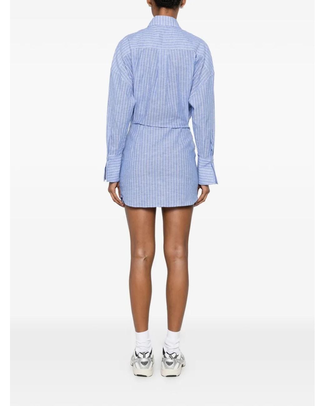WRSTBHVR Blue Pinstripe-Pattern Mini Shirt Dress