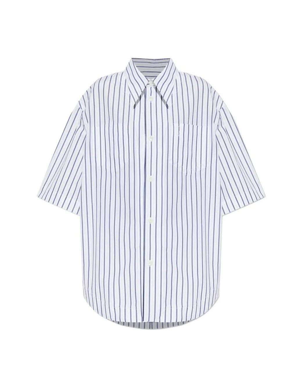 AMI White Ami De Coeur Striped-Pattern Shirt