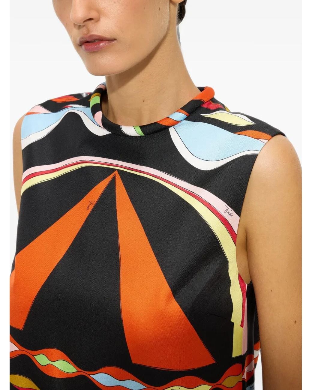 Emilio Pucci White Dune-Print Silk Dress