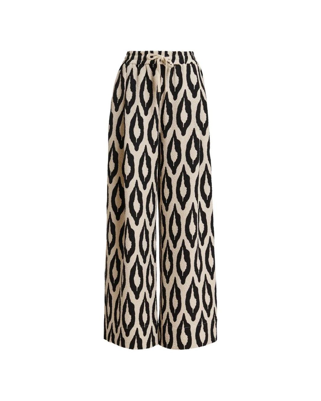 Essentiel Antwerp White Kontent Printed Wide-Leg Trousers