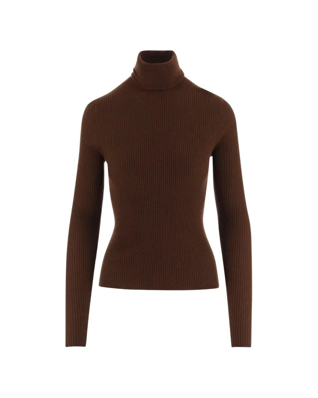 Oliver Lattughi Brown Pull Côtelé À Col Roulé