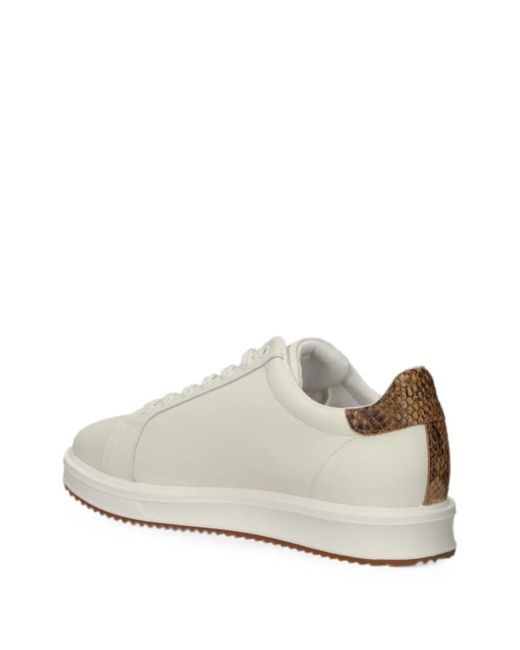Ralph Lauren White Ainsley Snakeskin-Effect Logo-Embroidered Sneakers
