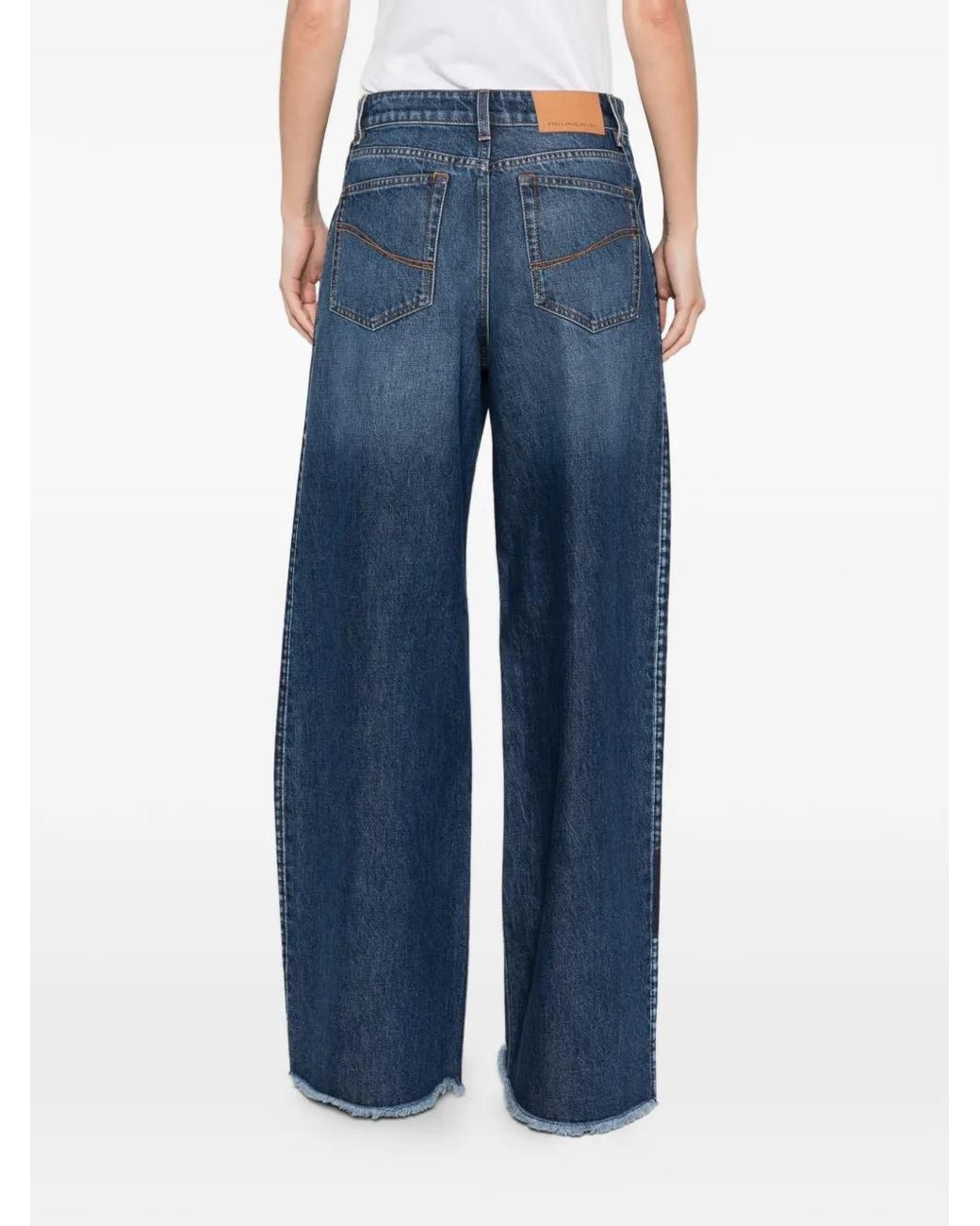 Stella McCartney Blue Panelled Frayed Jeans