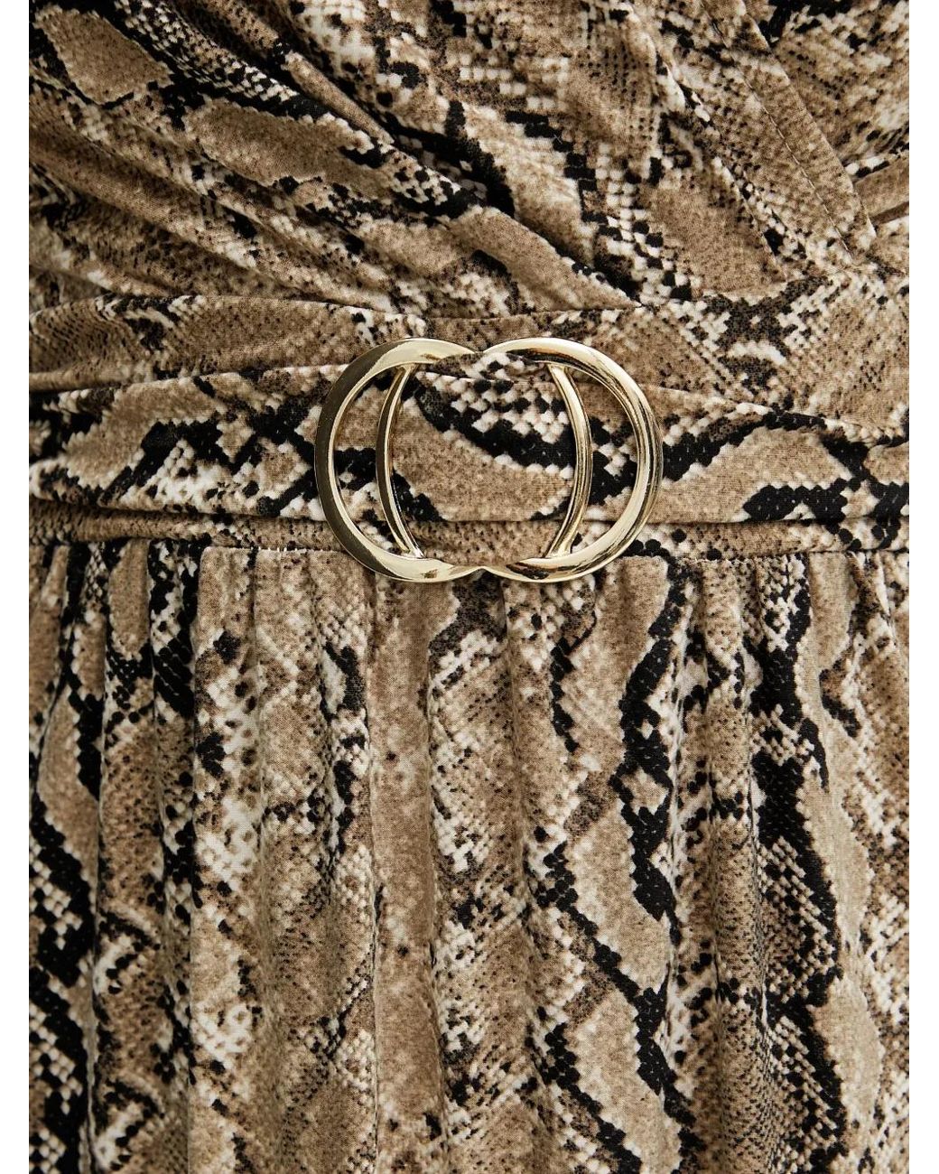 Morgan Natural Snake-Print Belted Maxi Dress