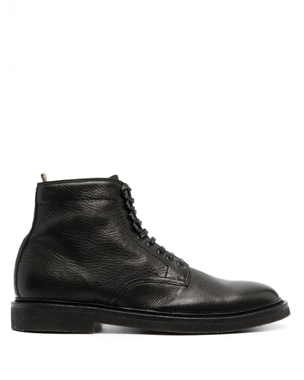 Officine Creative Black Lace-Up Ankle Boots for men