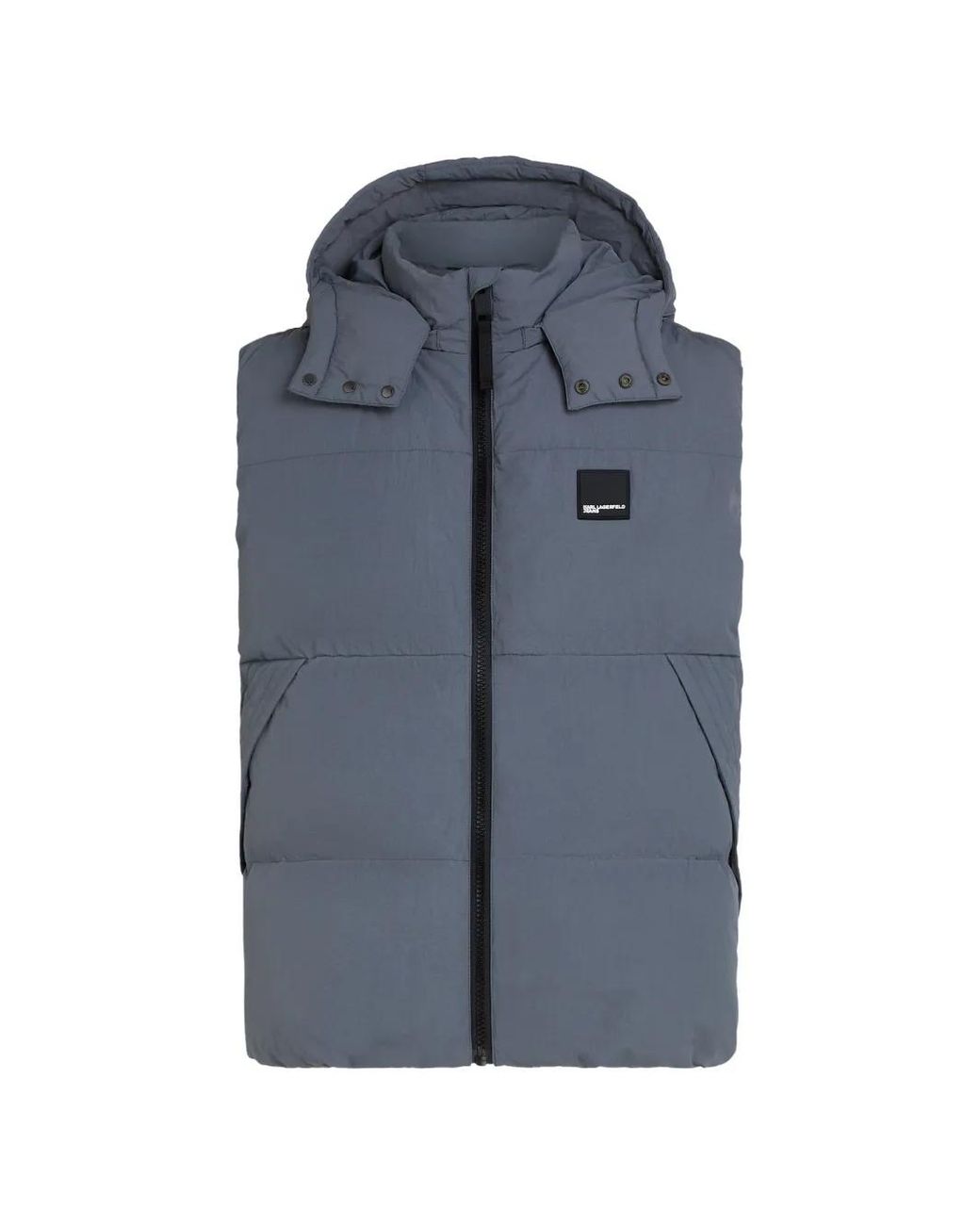 Karl Lagerfeld Blue Hooded Puffer Vest for men