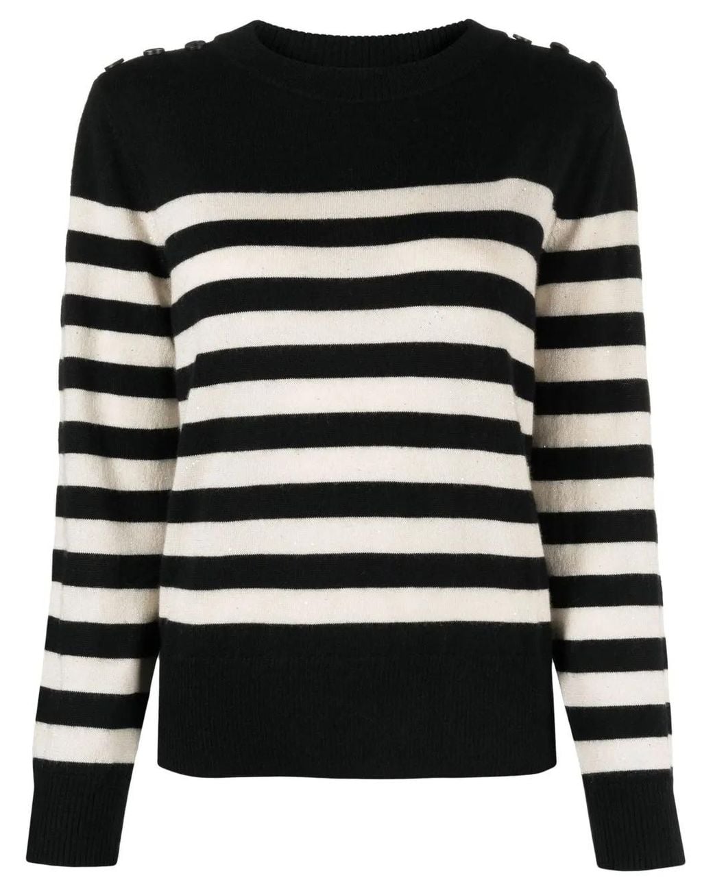 Max & Moi Black Gestreifter Kaschmirpullover