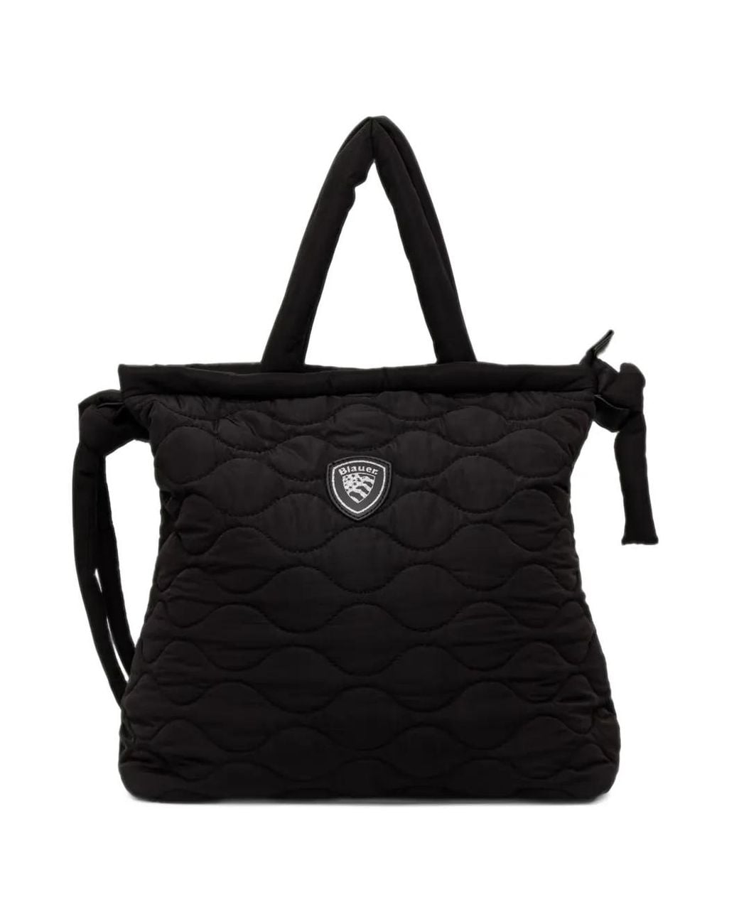 Blauer Black Quilted Logo-Patch Tote Bag