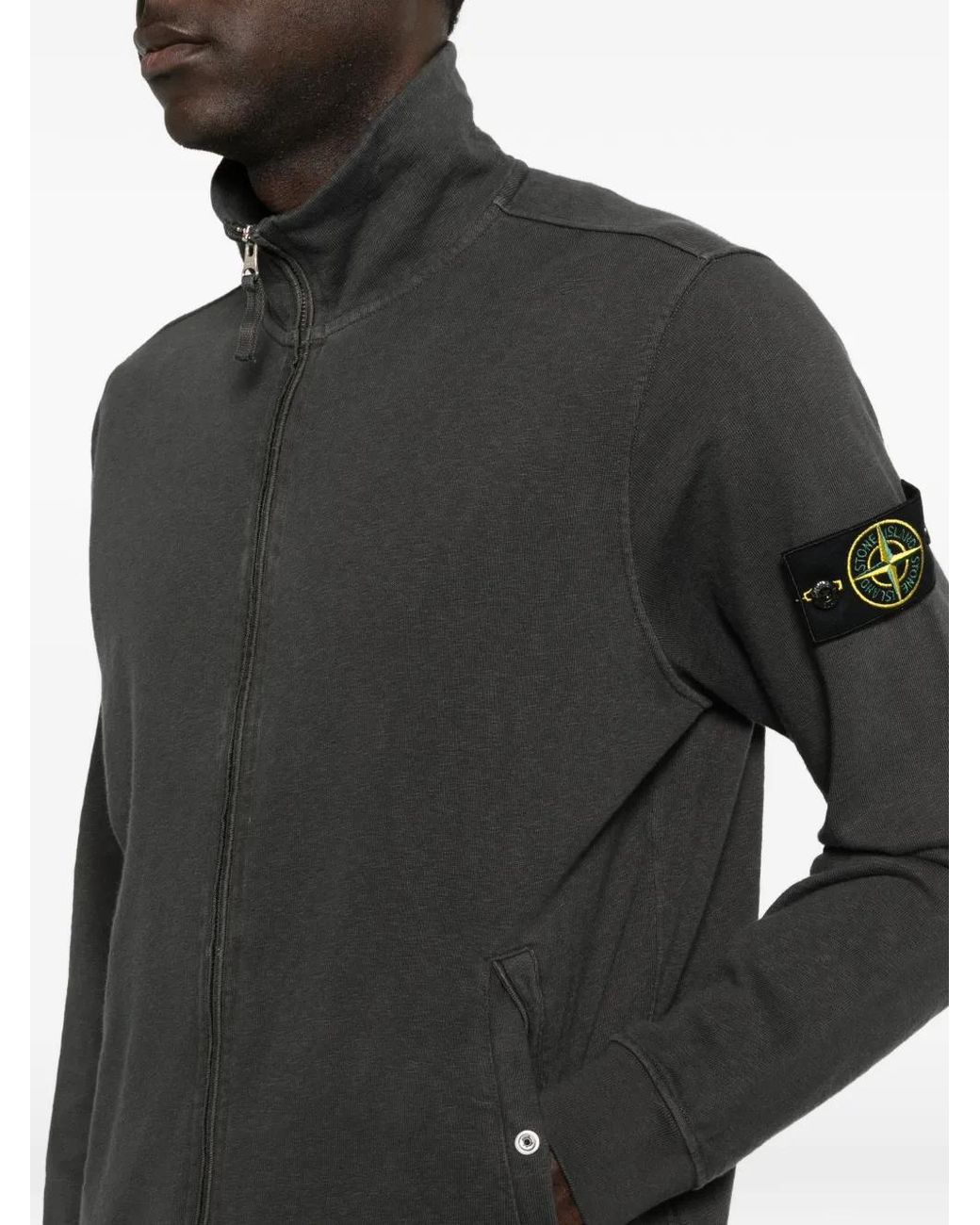 Stone Island Black 6100033 Malfilé Fleece 'Old' Effect Track Jacket for men