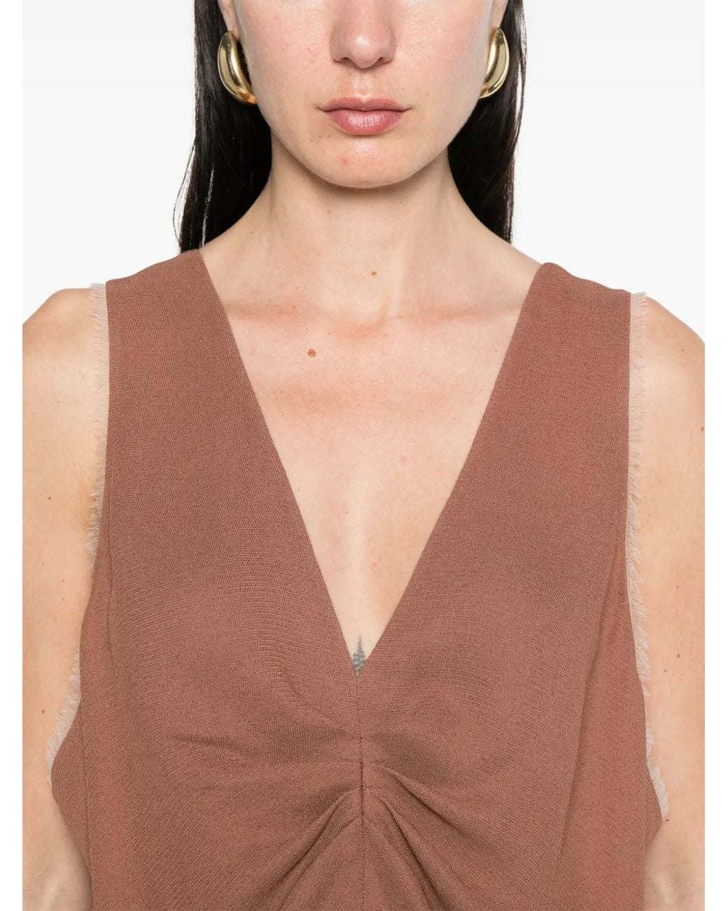 A.M.G Brown V-Neck Midi Dress