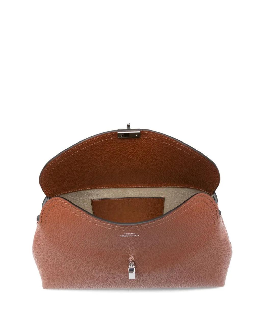 Totême Brown T-Lock Grained-Leather Clutch Bag