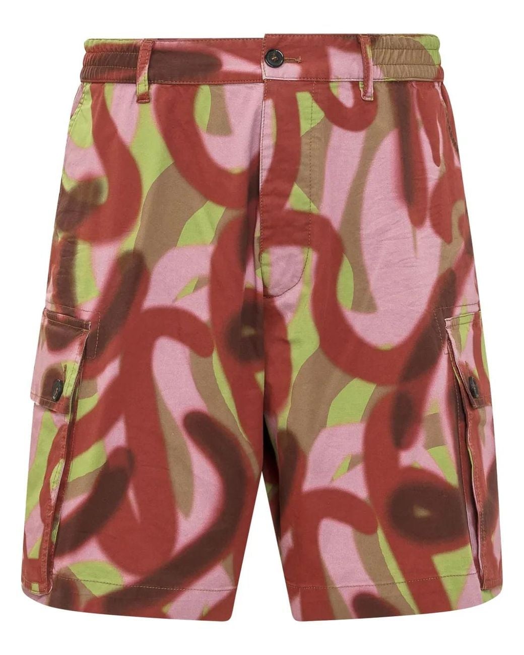 DSquared² Red Fully-Printed Bermuda Shorts for men