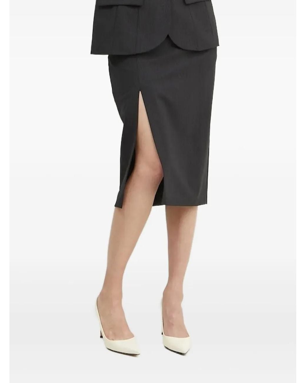 Herskind Black Pinstripe Split Skirt