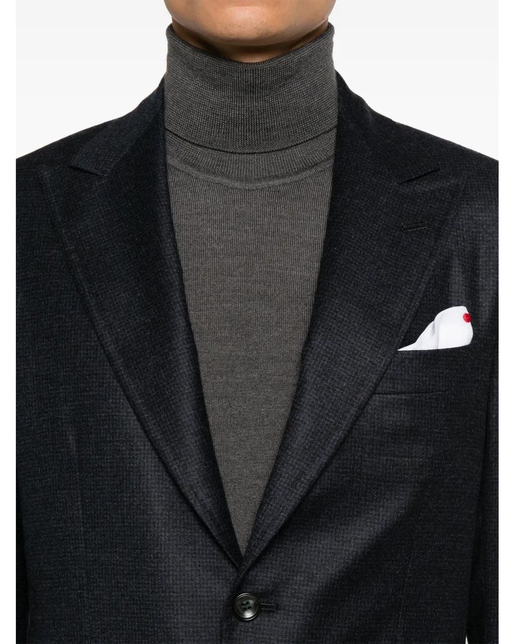 Kiton Black Checkered Suit for men